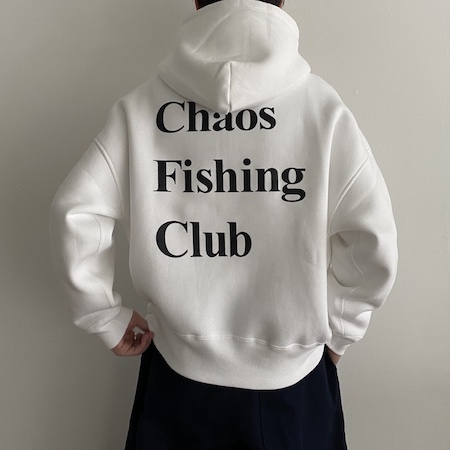 Chaos Fishing Club Logo Hoodie White