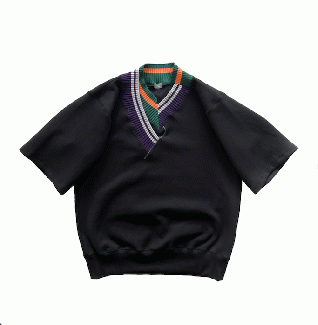 kolor BEACON 切替S/Sスウェットシャツ (24SBM-T05234/ブラック)