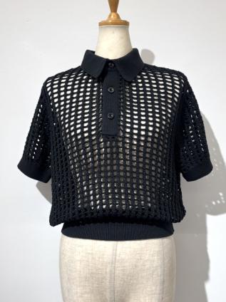 HYKE (ハイク) CROCHETED POLO SWEATER (BLACK)