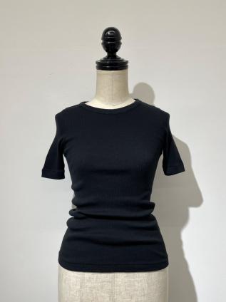 AURALEE ORGANIC SOFT RIB TEE (BLACK)