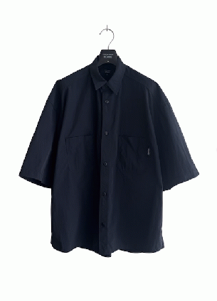 COMME des GARCONS HOMME ナイロンタッサーS/S シャツ (ネイビー)
