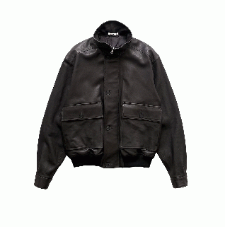 AURALEE TEXUTURED LAMB LEATHER BLOUSON (ブラック)