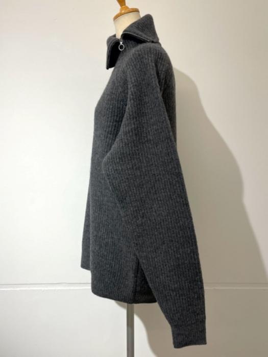 AURALEE MILLED FRENCH MERINO RIBKNIT ZIPP/O (blk)/正規通販-FACTORY