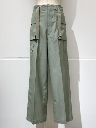 AURALEE WOOL HERRINGBONE CARGO PANTS (KHAKI)