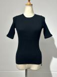 AURALEE COTTON HIGH GAUGE RIB KNIT TEE (BLACK)