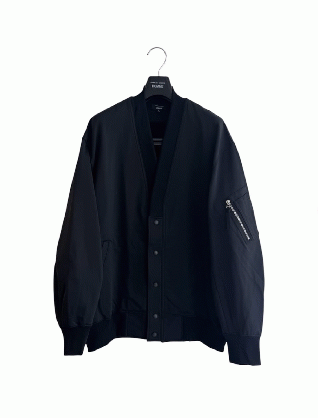 COMME des GARCONS HOMME 綿ナイロン裏毛 カーディガン (ブラック)