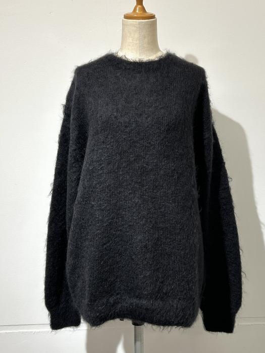 AURALEE BRUSHED SUPER KID MOHAIR KNIT P/O (BLACK)/正規通販-FACTORY(ファクトリー) /  ARTWORK FUKUOKA(アートワーク福岡)-