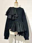 VIVIANO(ヴィヴィアーノ)RUFFLE SWEAT SHIRT( BLACK)