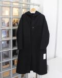 HYKE MELTON HOODED WORK COAT (BLACK)