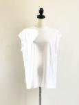 BLAMINK (ブラミンク) コットンクルーネック刺繍ノースリーブTシャツ (WHITE)